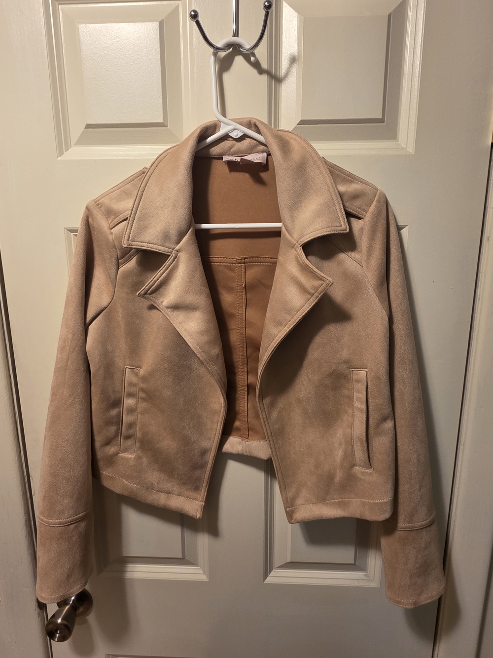 Philosophy Dusty Taupe Suede-Texture Cropped Blazer
